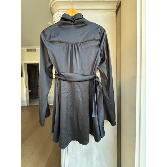 Free People Blouse Sz S Flowy Black Long Sleeve Wrap Top Textured Harley Tunic - Picture 6 of 10